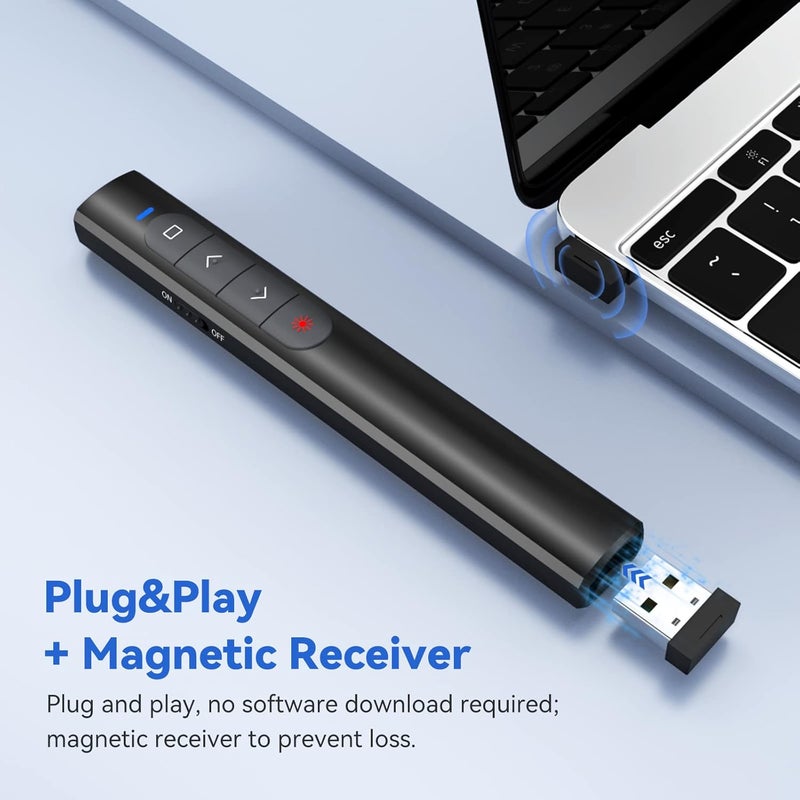 PPTSLID Presentation Clicker Wireless Presenter Remote, PowerPoint Clicker Computer Clicker with Red Light, Clickers for PowerPoint Presentations Slide Advancer with Volume Control for Mac/Laptop/Computer - Image 4